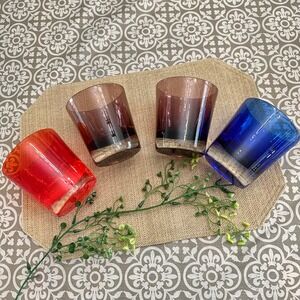 Cenedese‎ Murano Vintage 4 Pc Multicolor 4" Tumbler Low Ball Glass RARE &Stamped